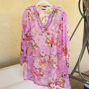 California Woman sheer boho  blouse 88716